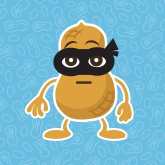 Peanut character wearing a mask