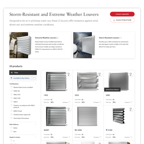 Sample faceted browse product listing page