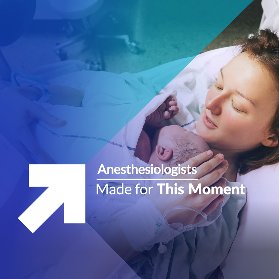 Image of woman holding newborn baby in hospital bed with ASA logo