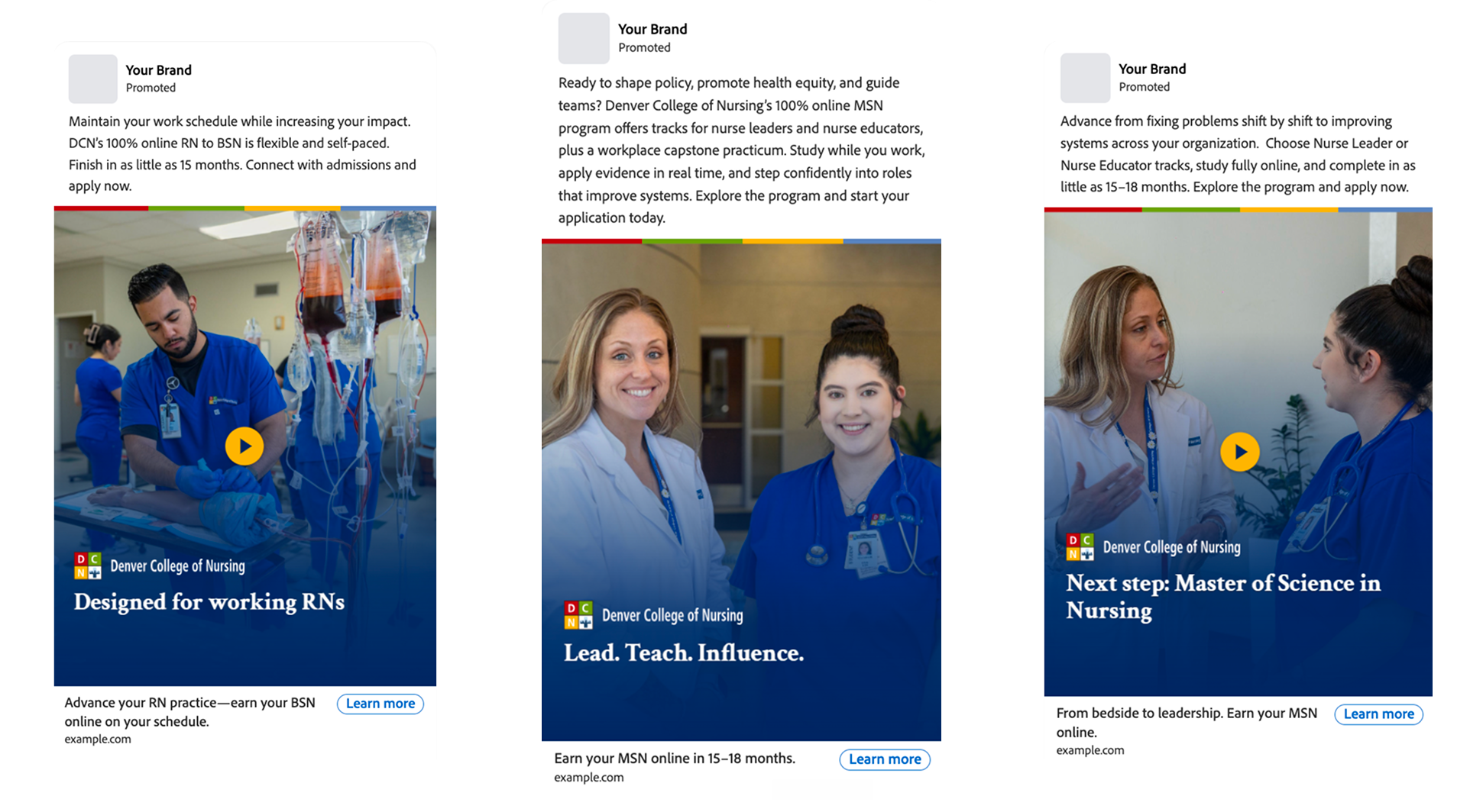 Three social media ad mockups.